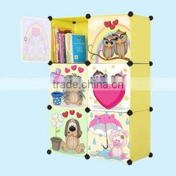 6 cubes cartoon designs bookcase for children living room (FH-AL0023-6J)