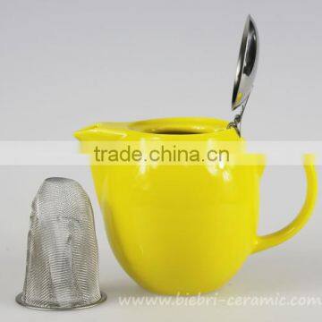 350ml Elegant Yellow Color Glazed Mini Chinese Ceramic Teapot With Stainless Steel Infuser And Lids photo-6