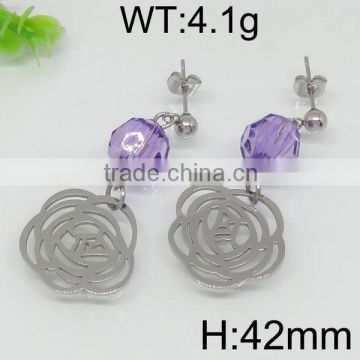 Charming rose cut diamond earring in steel color