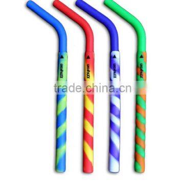 New Design FDA LFGB Reused Silicone Straw, Striped Party Straws, Silicon Drinking Straw