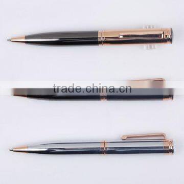 Luxury smooth writing silver metal pen with gold clip for signature