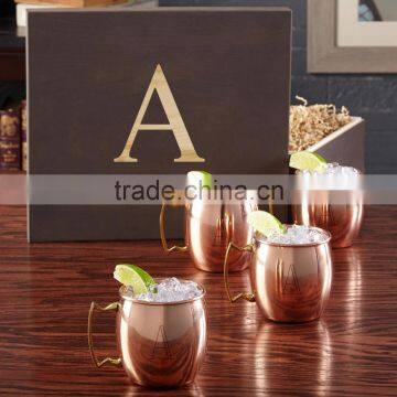 Customized Logo 100% Pure Hammered Copper Barrel Gift Mug for Moscow Mules