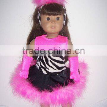 American Girl Doll Clothes Hot Pink and Zebra Print Dance Set with Marabou