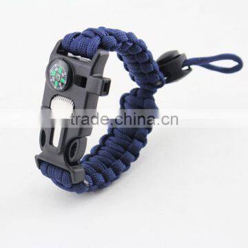 Paracord Survival Bracelet with a 350LB Parachute Cord, Fire Starter, Embedded Compass, Flint, Emergency Knife & Whistle