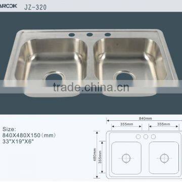 south America popular kitchen sink double bowls stainless steel hand wash basin sinks