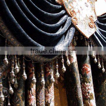 Antique French Style Living Room Pleat Blackout Curtains With Valance photo-2