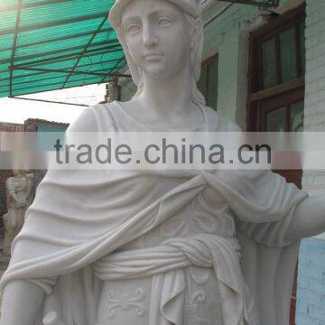 Hand Carved Life-size White Marble Knight Statue photo-2