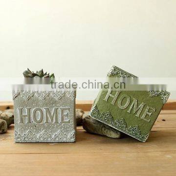 Home Design 4 Inch Small Square Cement Planters