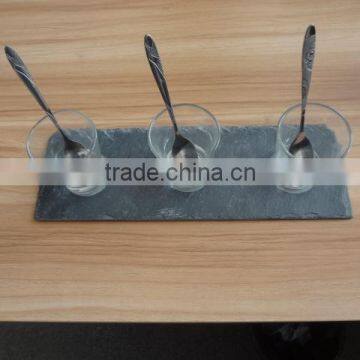 2017 Hot Sale Slate Placemat and Coaster With Rough Edge Food Safe Black for Hotel,home ,shop and Restaurant photo-4