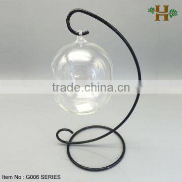 Hebei Factory Clear Glass Candle Holder Hanging Ball