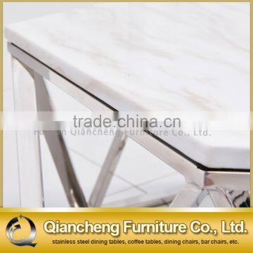 Hexagon White Marble Top Coffee Table for Living Room photo-4