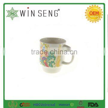 Ceramic Tall Mug With Flower Pattern and Ring photo-5