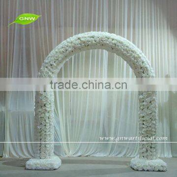 GNW 8ft white different shape artificial rose flower arch for wedding stage backdrop decoration