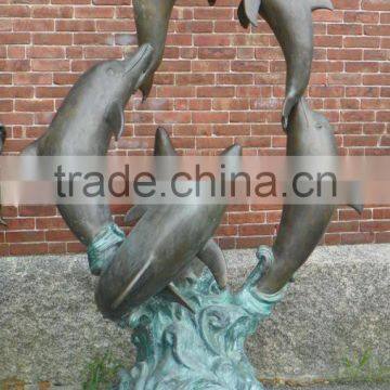 copper metal dolphin fountain for garden decor