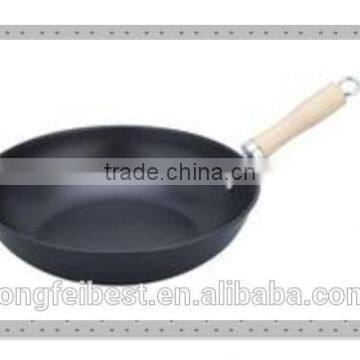 30cm Multi-function non-stick iron wok, iron frying pan with wood handle