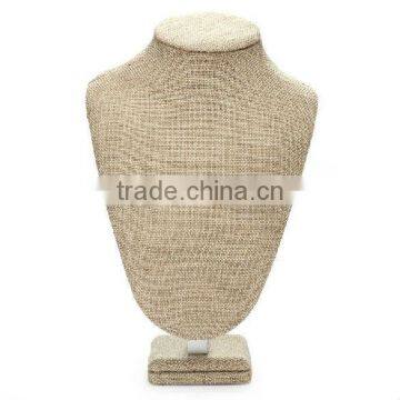 Top Grade Burlap Jewelry Holder Mannequin Linen Necklace Display Stand