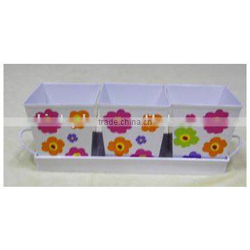 Metal Flower Planter With Tray photo-3