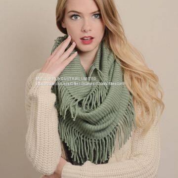 Plain Color Winter Fringed Infinity Circle Loop Scarf Wrap Manufacturer