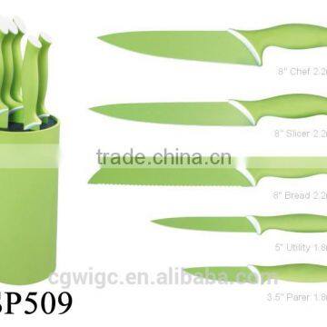 5PCS Non-Stick Coating PP Soft Handle Stainless Steel Knife Set