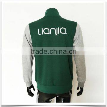 Full Zip Custom Logo Green Match Gray Color Sweater photo-3
