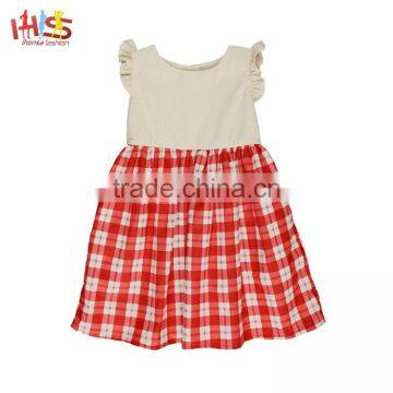 2017 New Baby Girls Kids Designer Clothes Beige Plaid Ruffle Skirt Dress photo-4