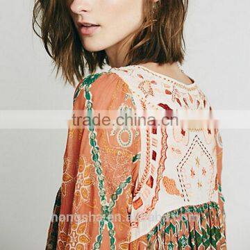 2016 New Burn-Out Ladies Long Csual Dresses Pictures Fashion Printed Vintage Dress HSd7295 photo-6