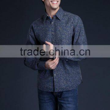 Fashion Long Sleeve Casual Design High Quality 100%Cotton Print Men Shirt photo-3