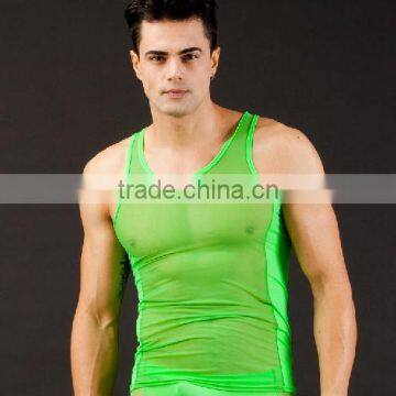 Custom Men's Sey Ultra-thin Vest Transparent Mesh See-thru Tank Tops Breathable Sport GYM Work Out Gay photo-3