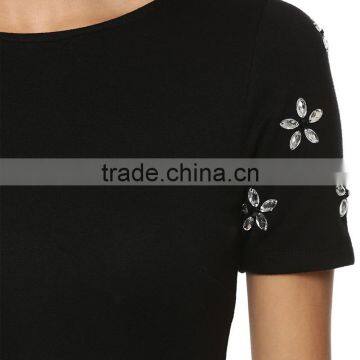 Short Sleeve Snow Printed Short Dress Latest a Line Frocks Designs photo-4