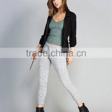 OEM cheap knit joggers plain grey sport girls sex photos in skinny trousers