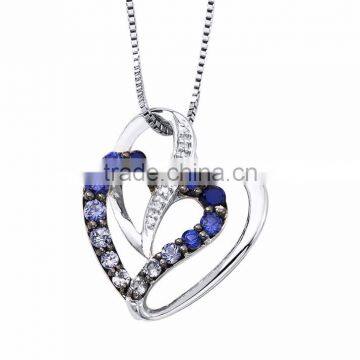 Fancy Silver Plated Gemstone Heart Pendant