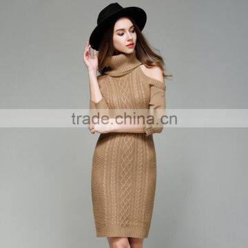 Zm50246b Europe Hot Sell Lady Sweater Dress Sexy off Shoulder Long Knitwear Women photo-2