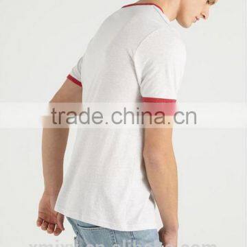2017 Mens Classic Fit With Contrast Crew Neck Ringer Collar T-shirt Bulk Tshirt photo-2