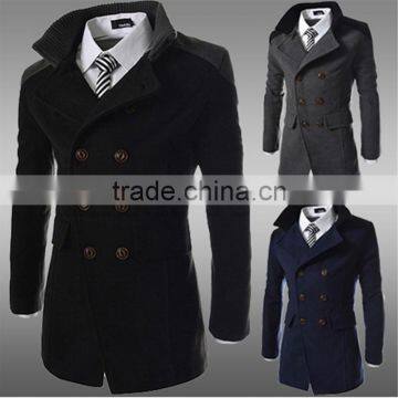 Hot Sale Long Sleeve Woolen Black Navy and Gary Warm 4 Size for Choice Coat of Wool photo-5