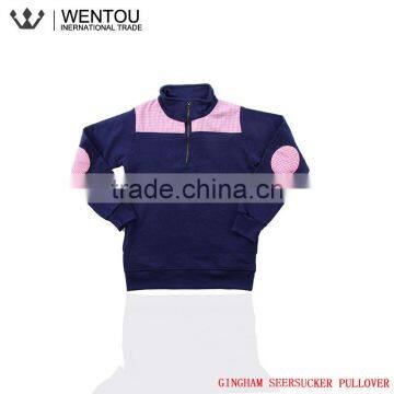 New Arrival Quarter Zip Blue Monogram Seersucker Pullover photo-3