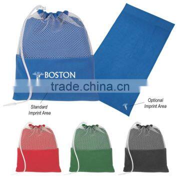 Microfiber Blanket In Pouch - measures 55" x 50", made from suede microfiber, comes with a drawstring pouch with your logo