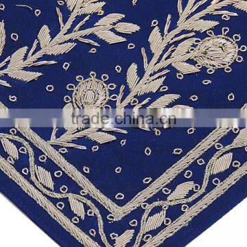 Blue Dabka Hand Embroidered Exquisite Velvet Accent Ethnic Indian Pillowcases photo-4