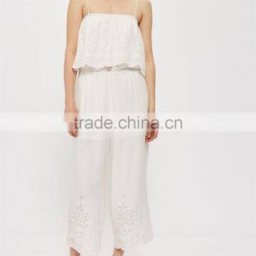 2017 Newest Fashion Embroidered Sling Ladies Jumpsuit With Ruffles photo-5