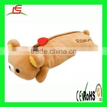 Brown 21*9*6cm bear plush pen case for kids bag