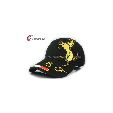 F1 Horse 3D Embroidery Black Racing Baseball Caps With Metal Buckle Closure