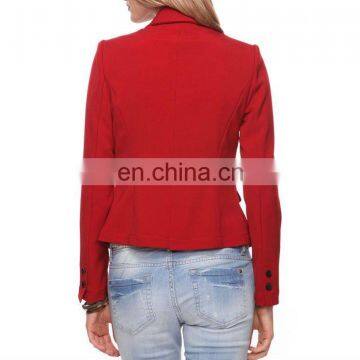 CHEFON Button Trim Women Plus Size Red Blazer CFB040 photo-3