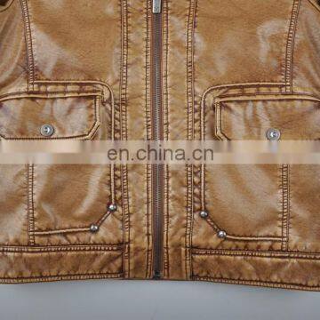 2015 Last Fashion Handsome Warm Mens Hooded Leather Jacket photo-6