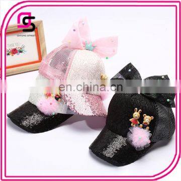 Children peaked cap fashion cute bow shiny baby hats