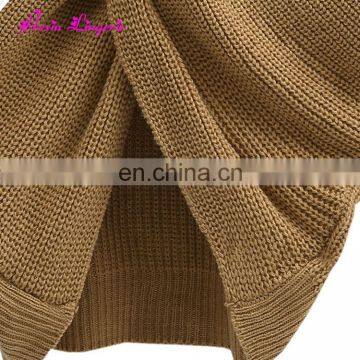 Eaby Hot Sale Khaki V-neck Backless Knitting Cheap Women Cashmere Ugly Sweater photo-4