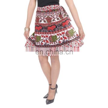 Bagru Printed Cotton Sext Hippie Bohemian Wrap Round Short Skirt