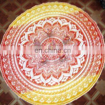 Indian Hippie Ombre Table Cover Round Cotton Table Cloth Beach Yoga Mat Mandala Tapestry