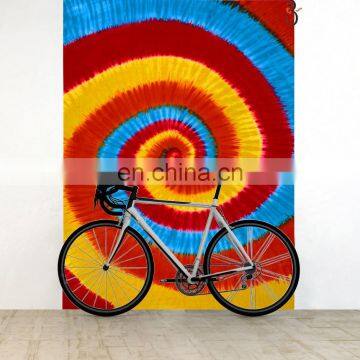 Indian Tapestry Tye Dye Spiral Multi Color Throw Single Beach Traditional Wall Hangings Tapestery