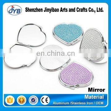 heart shape foldable diamond fancy cosmetic mirror