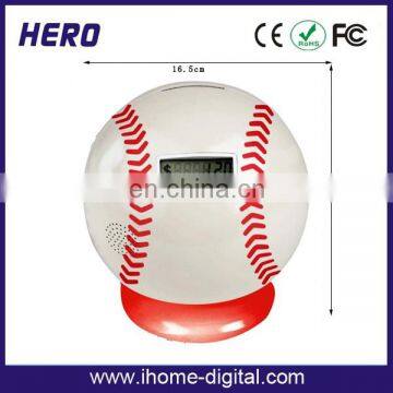 Professional baseball shaped coin bank with counter