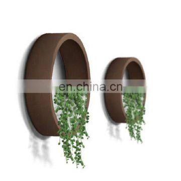 Modern Rust Wall Planters Circular Corten Steel Through Planter Pot